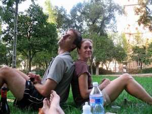 Picnic, wine and preparing for daily siesta in Seville, Spain